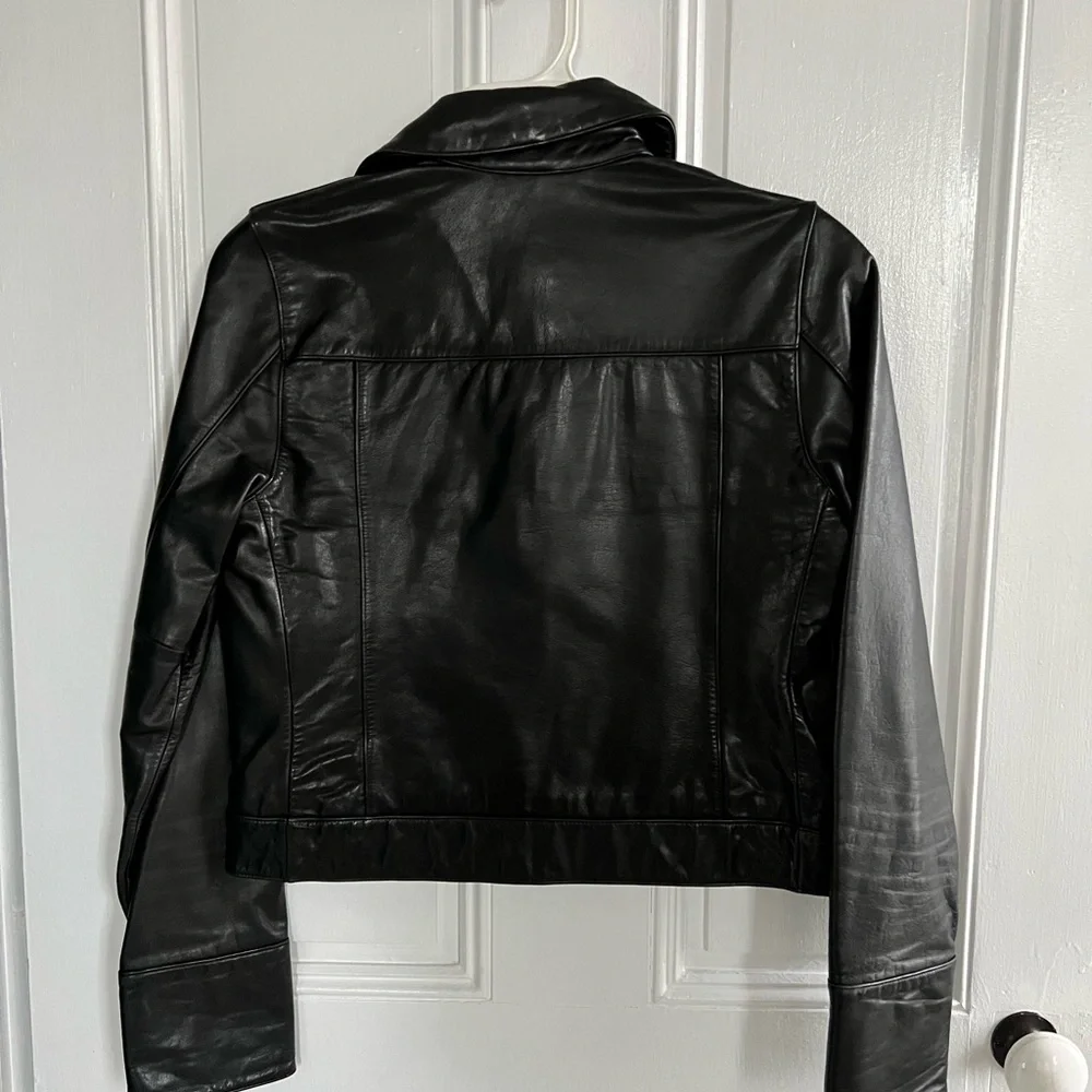 Y2K Banana Republic Black Leather Jacket XS - Picture 2 of 5